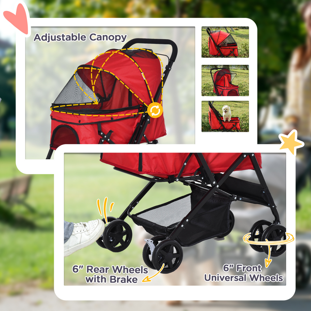 Foldable Dog & Cat Stroller with Reversible Handle | Petmelle