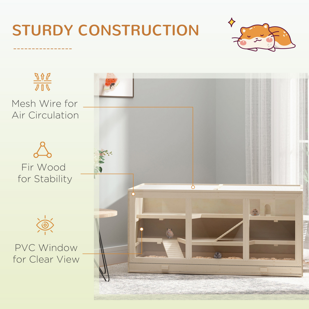 Wooden Hamster & Rodent Exercise Hutch with Play Area