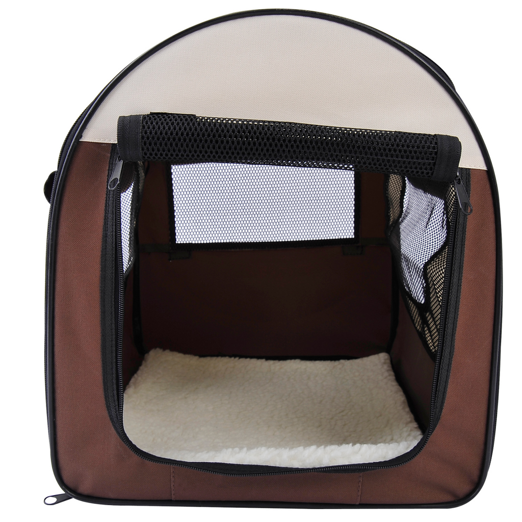 Brown Foldable Soft Pet Crate & Travel Carrier