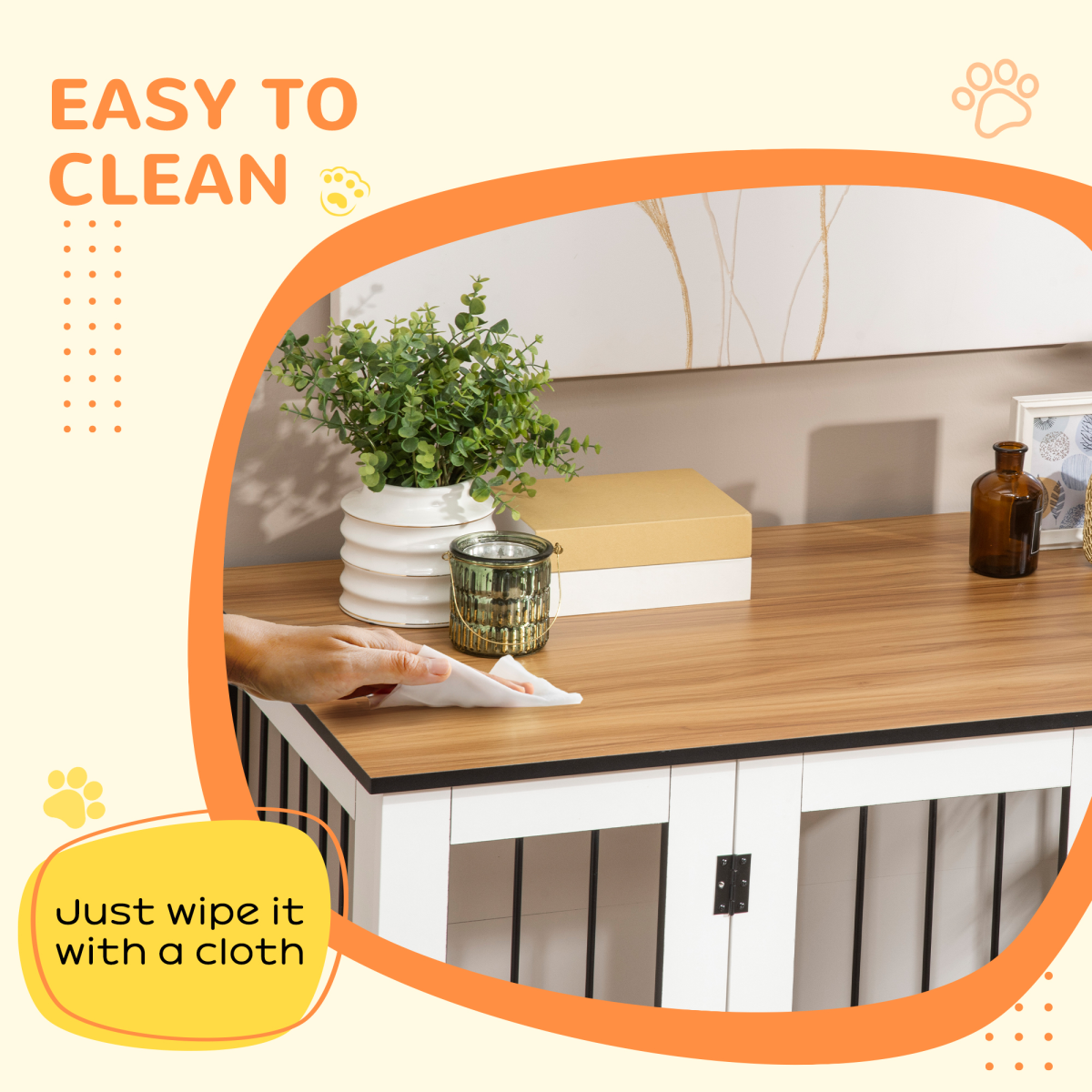 White Furniture Dog Crate End Table with Lockable Door | Petmelle