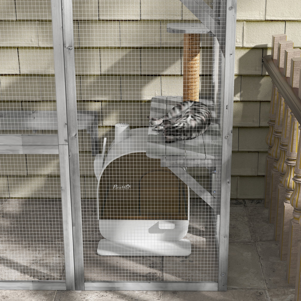 Hooded Cat Litter Tray with Scoop, Filter & Flap Door