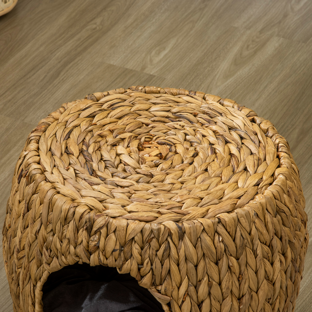 Rattan Cat House Stool with Cushion for Indoor & Outdoor Use