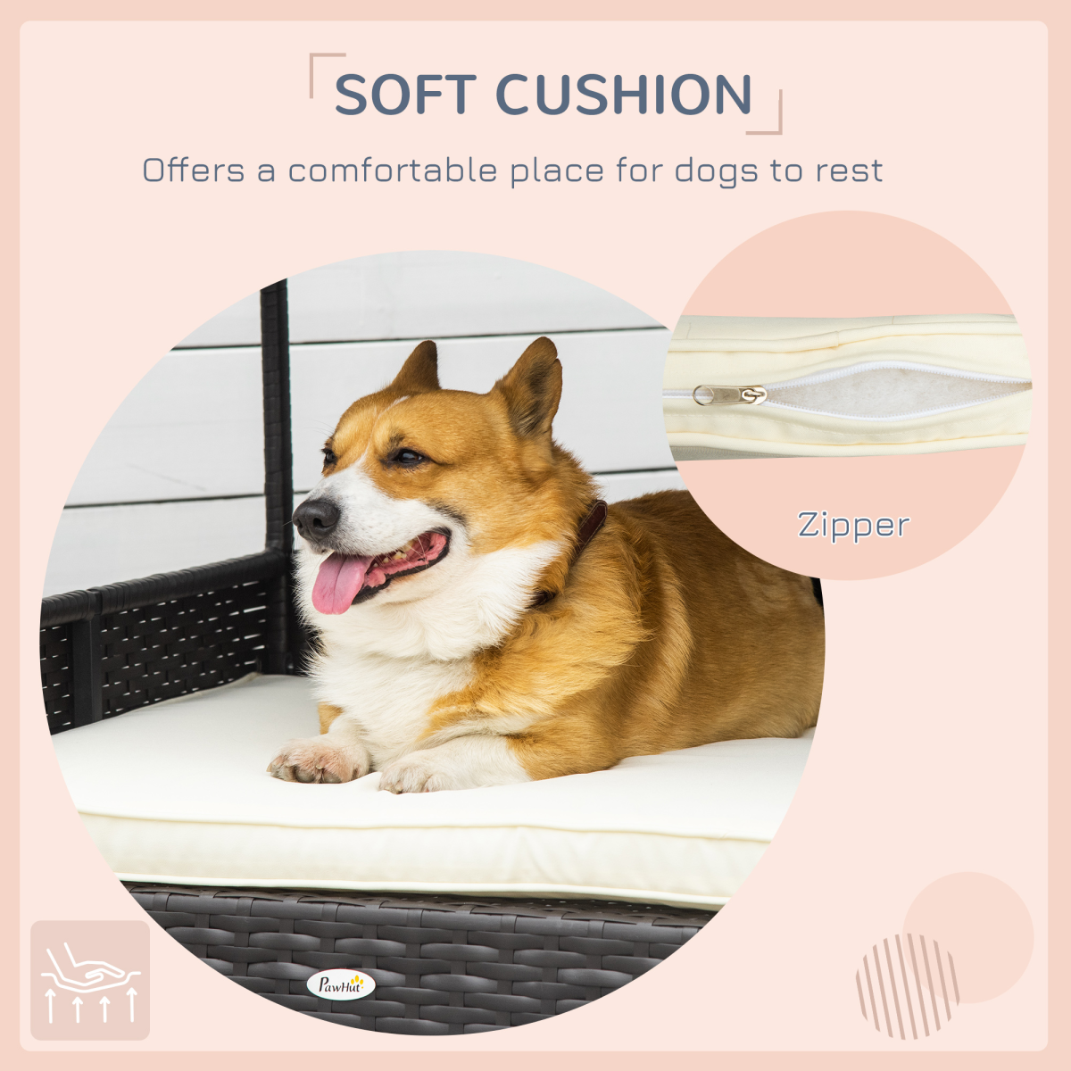 Wicker Dog & Cat House with Soft Cushion