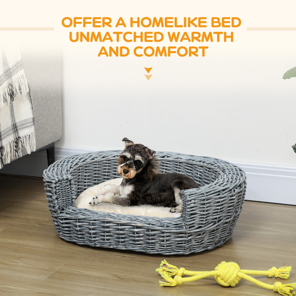 Elevated Wicker Pet Sofa Bed for Dogs & Cats