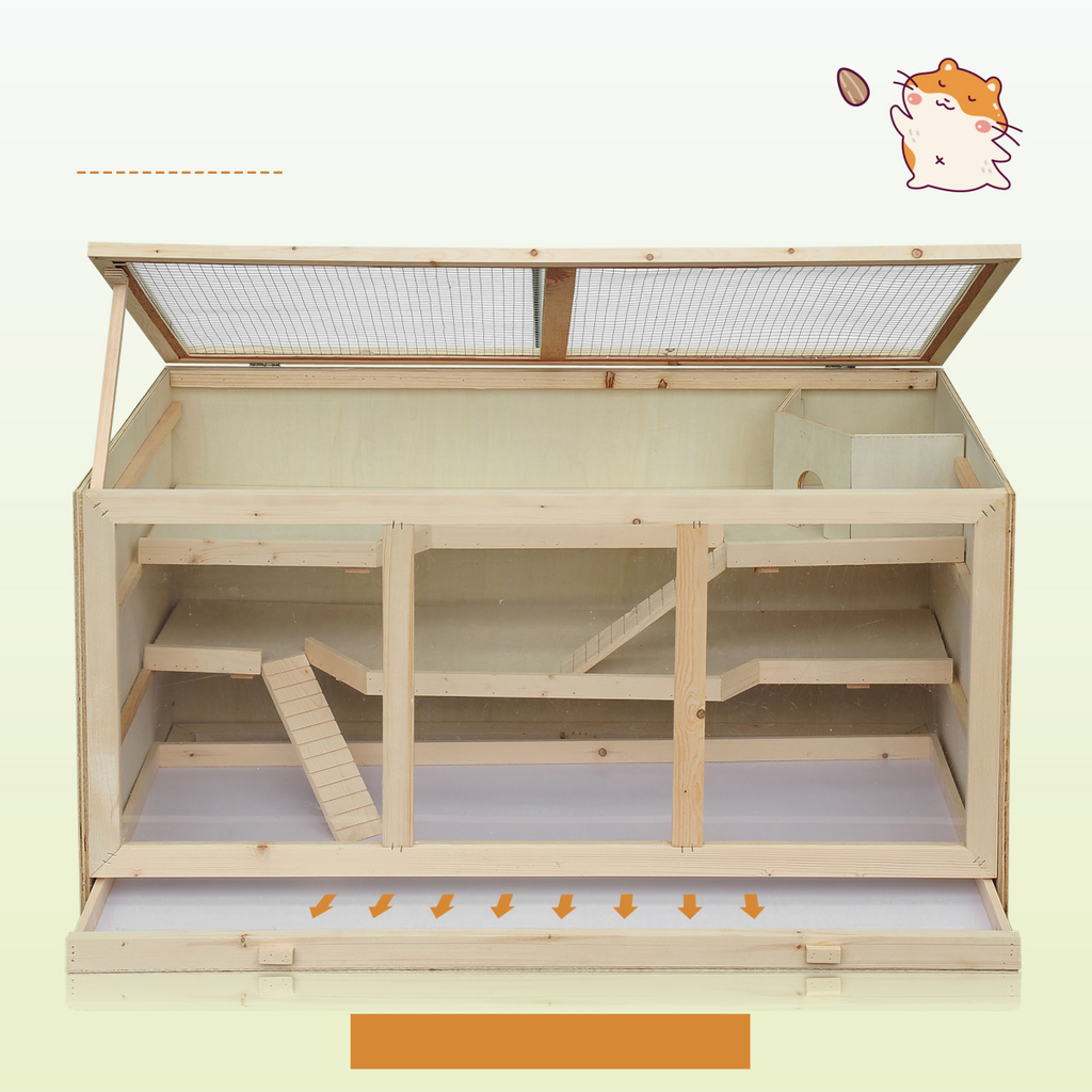 Wooden Hamster & Rodent Exercise Hutch with Play Area
