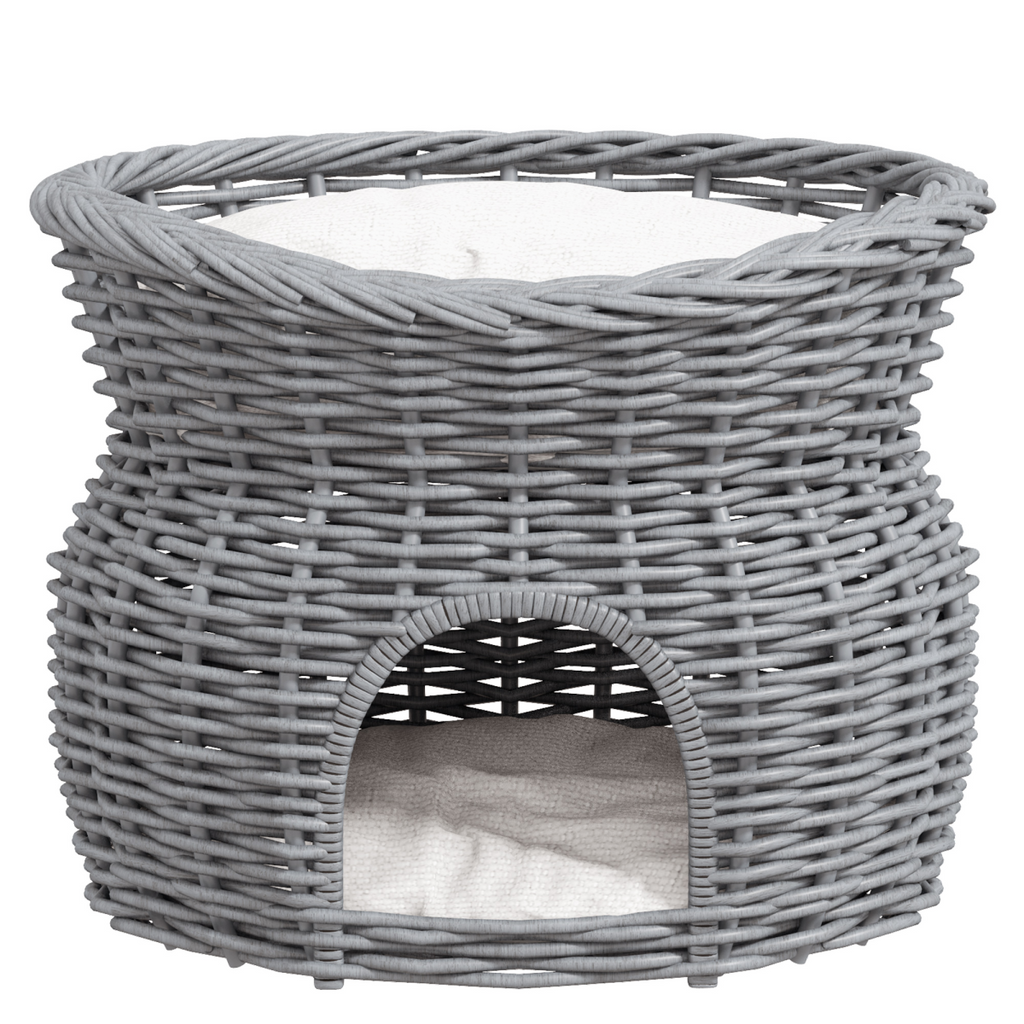 2-Tier Willow Cat House & Elevated Cushion Bed