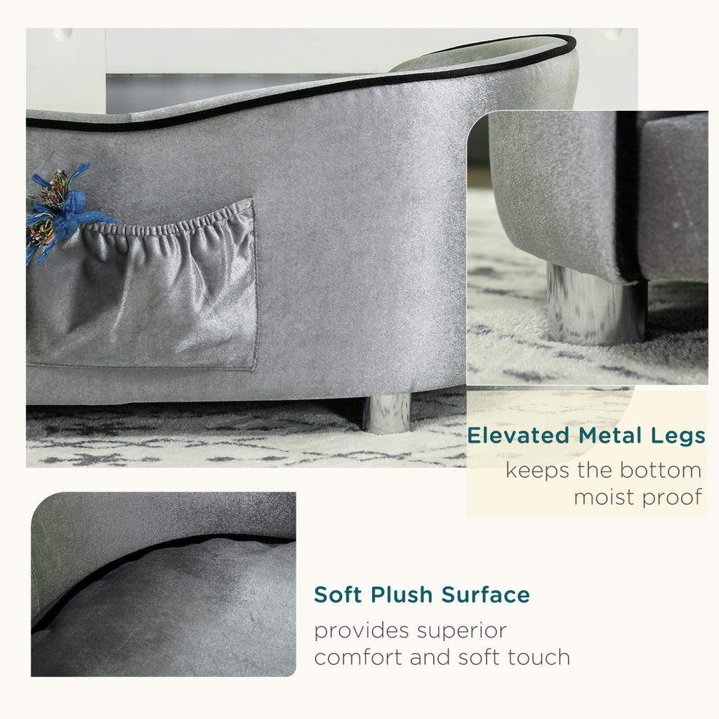 Modern Dog Sofa Bed with Removable Cushion & Storage Pocket