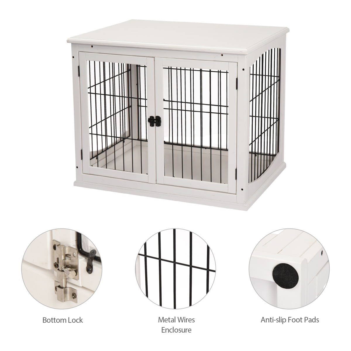 White Wooden Dog Crate End Table for Small Dogs