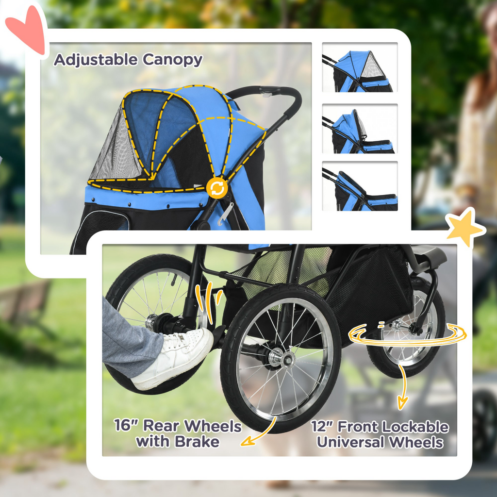 3-Wheel Foldable Pet Stroller for Dogs & Cats | Petmelle