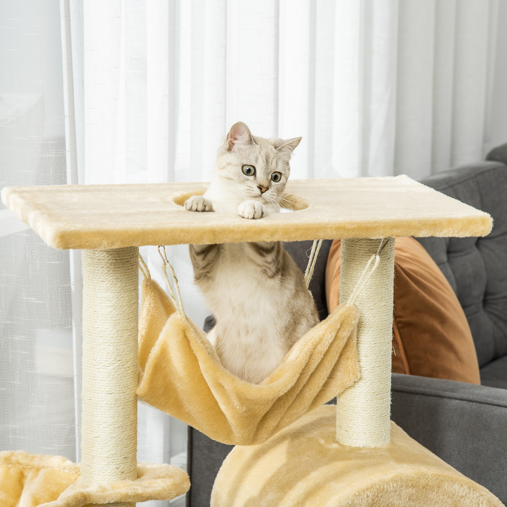 Indoor Cat Tree with Hammock, House & Scratching Post | Petmelle