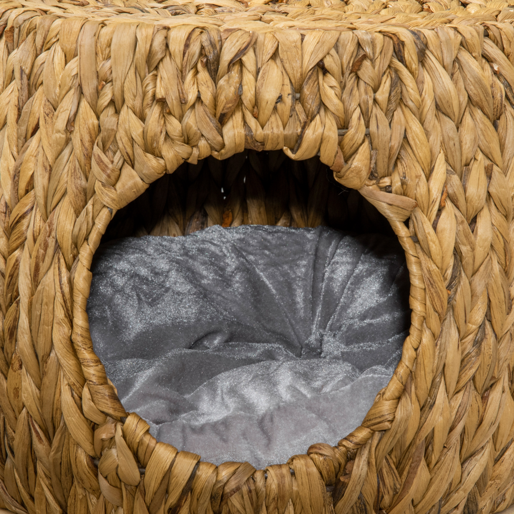 Rattan Cat House Stool with Cushion for Indoor & Outdoor Use