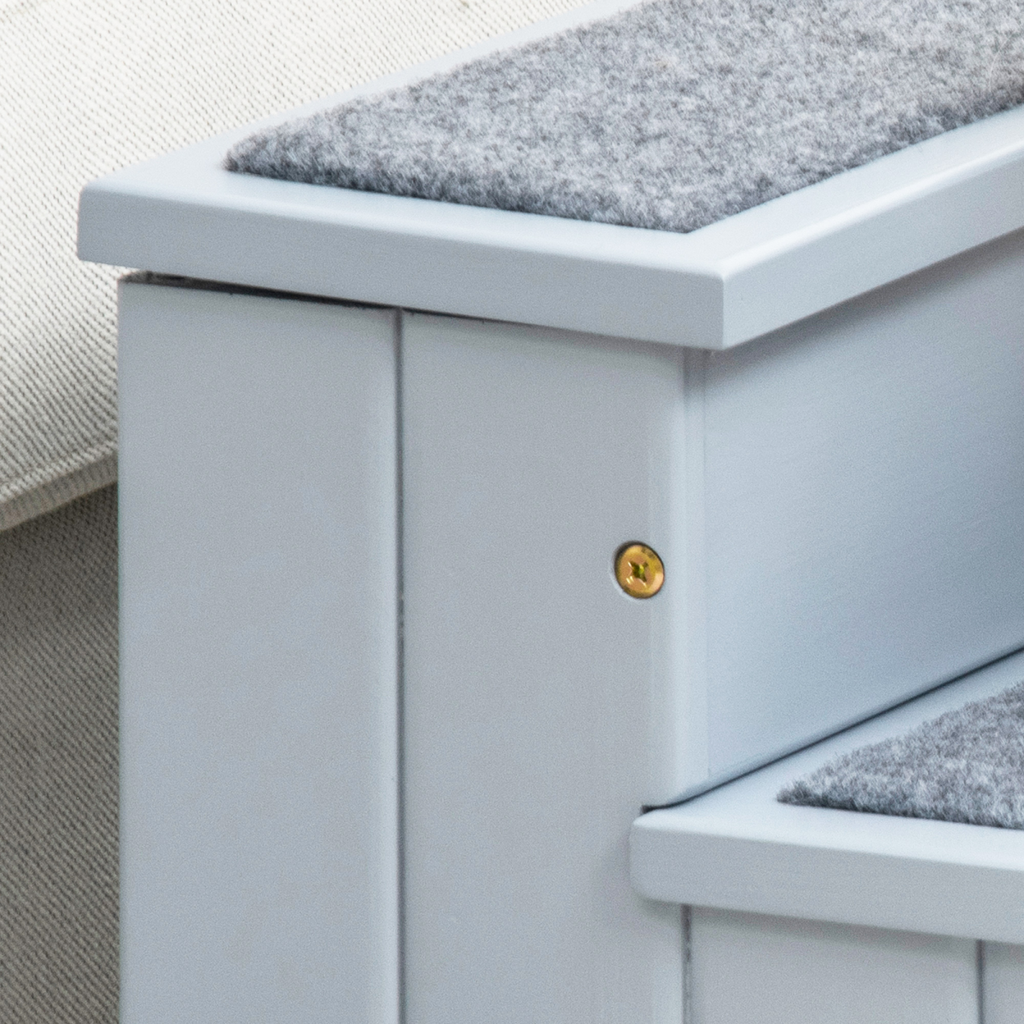 3-Step Wooden Pet Stairs with Storage for Dogs & Cats | Petmelle