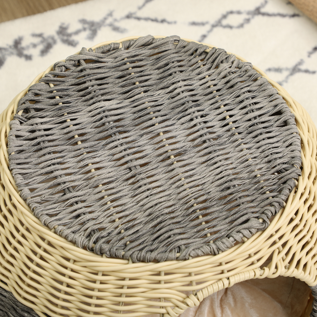 Rattan Raised Cat House with Soft Cushion | Petmelle