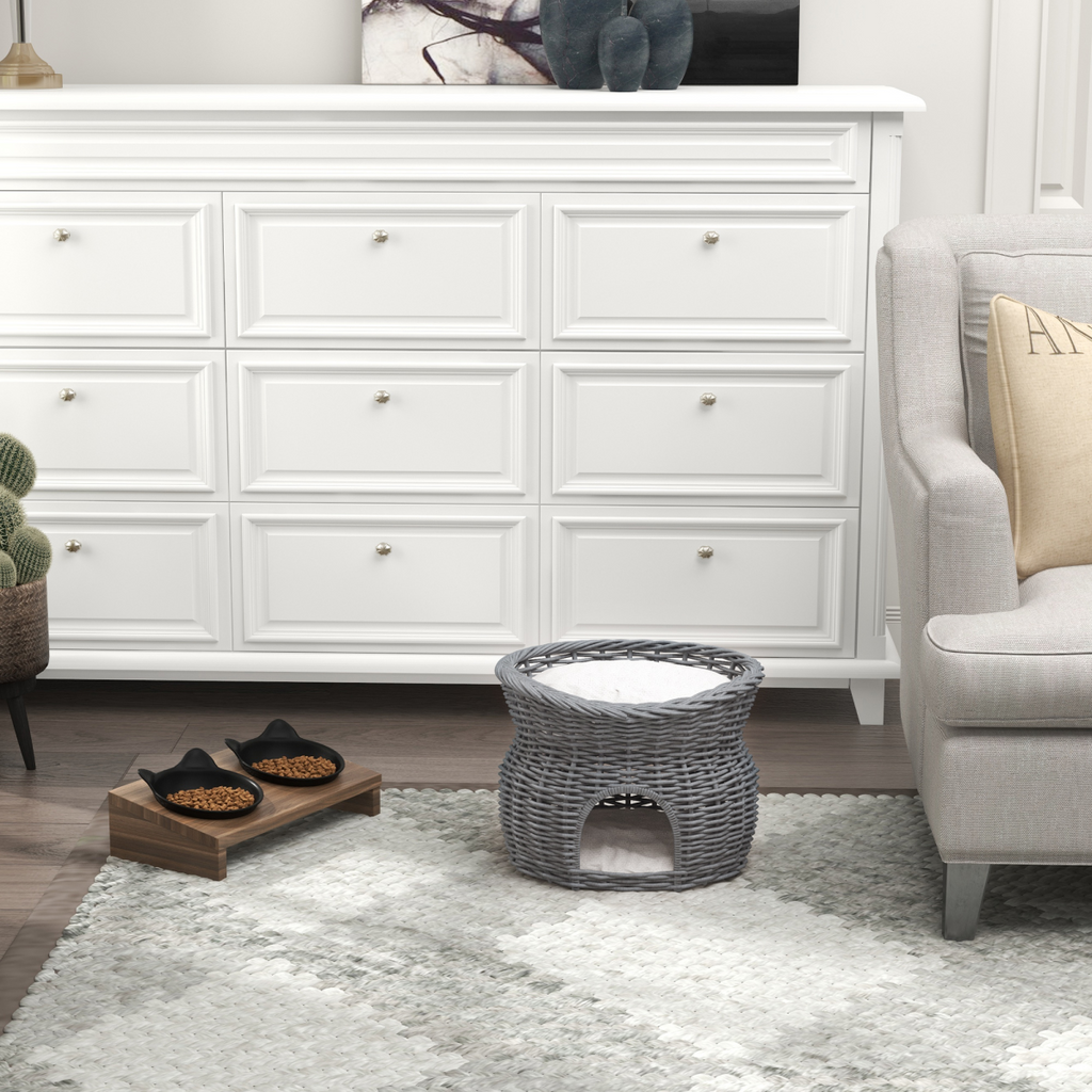 2-Tier Willow Cat House & Elevated Cushion Bed