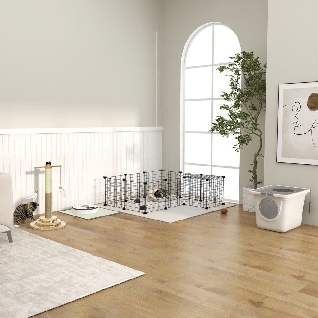 36-Panel Small Animal Playpen for Rabbits & Guinea Pigs