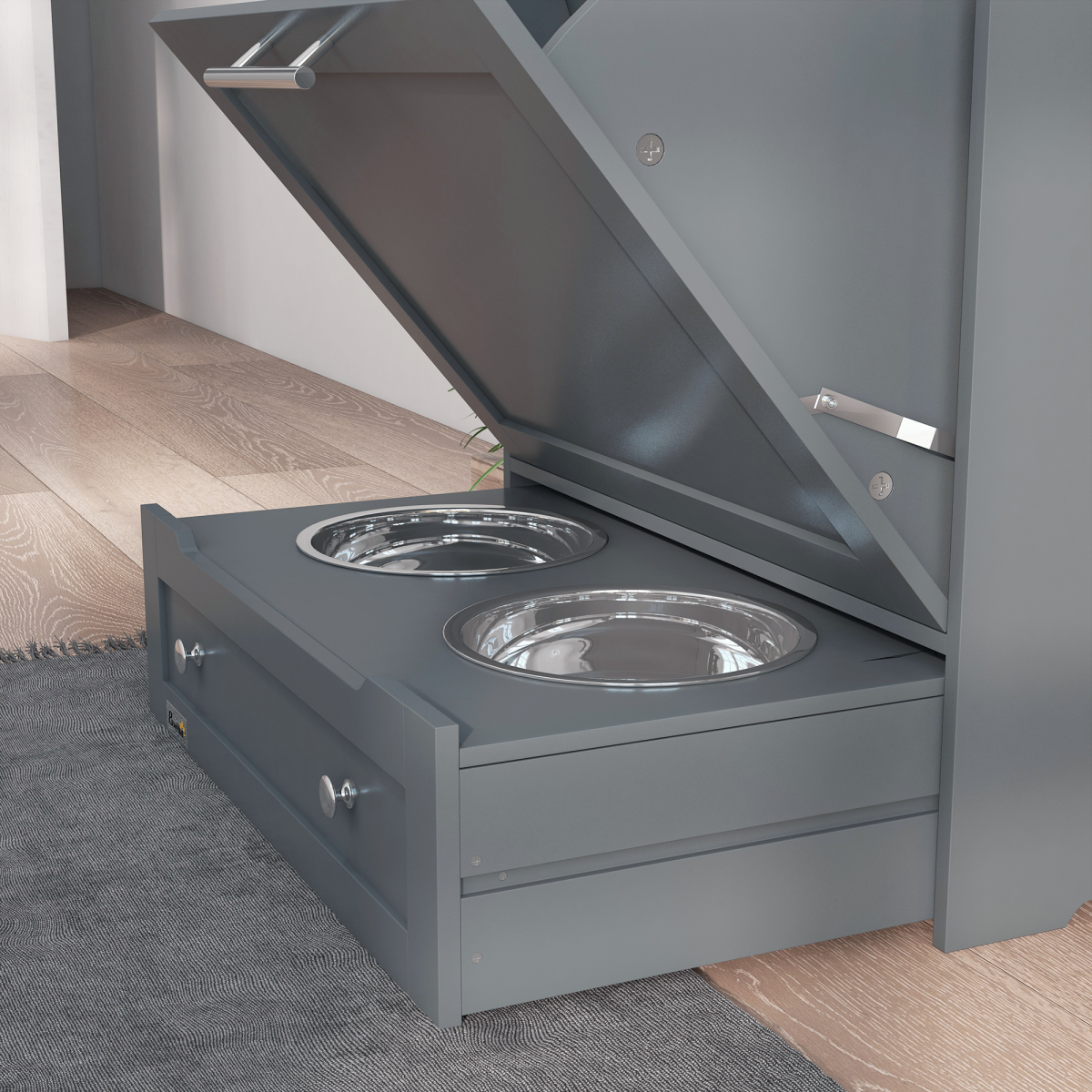 Dog & Cat Feeding Station with Food Storage Cabinet | Petmelle