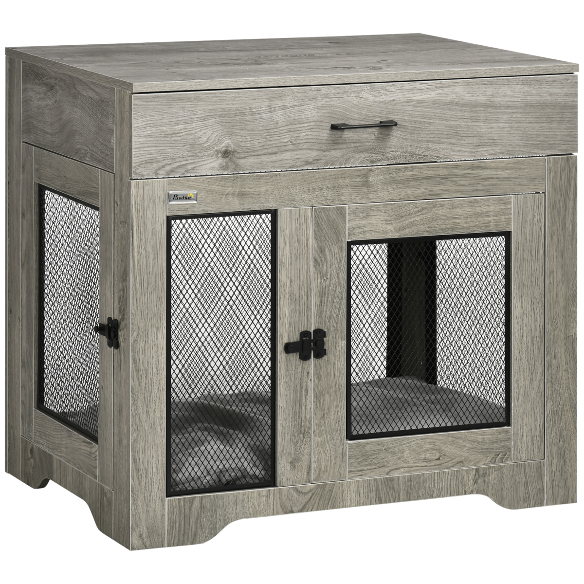 Grey Double-Door Furniture Dog Crate for Medium Dogs