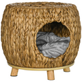 Rattan Cat House Stool with Cushion for Indoor & Outdoor Use