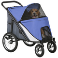 Blue Foldable Pet Stroller with Cushion for Medium & Large Dogs