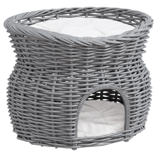 2-Tier Willow Cat House & Elevated Cushion Bed