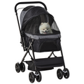 Black Foldable Dog Stroller with Reversible Handle