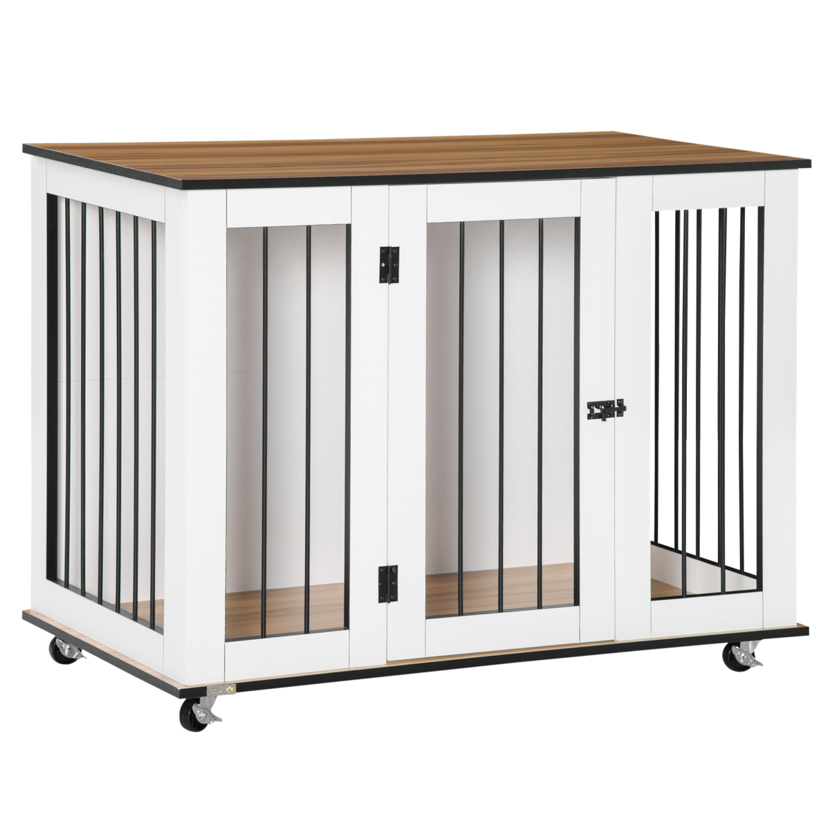 White Furniture Dog Crate End Table with Lockable Door | Petmelle