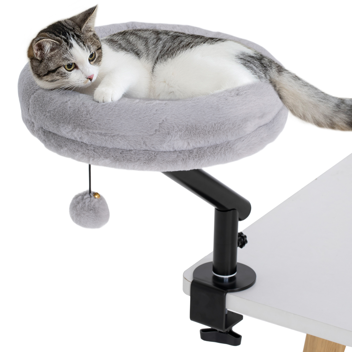 360° Rotating Desk Cat Bed & Adjustable Hammock