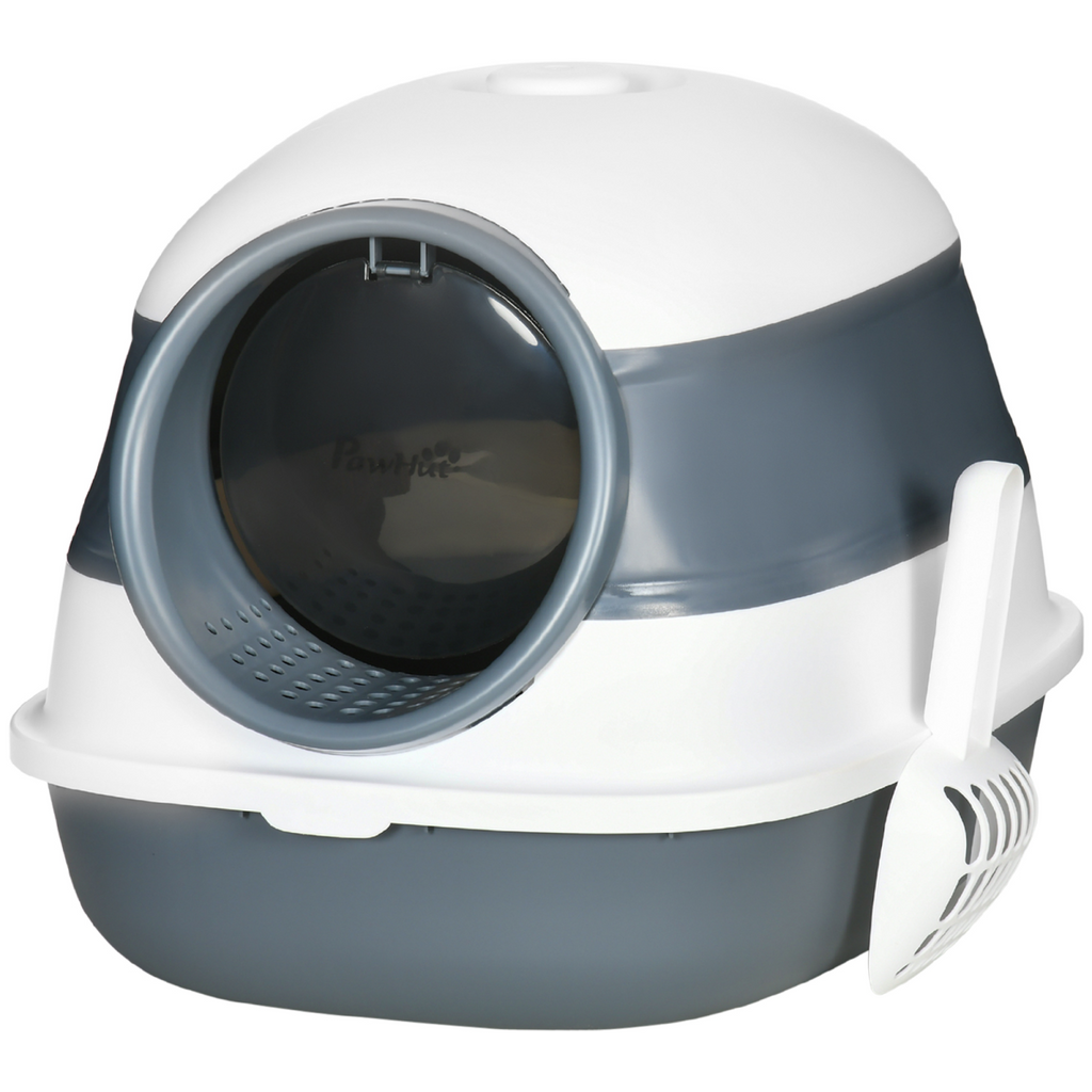 High-Sided Hooded Cat Litter Box with Scoop & Deodorising Filter