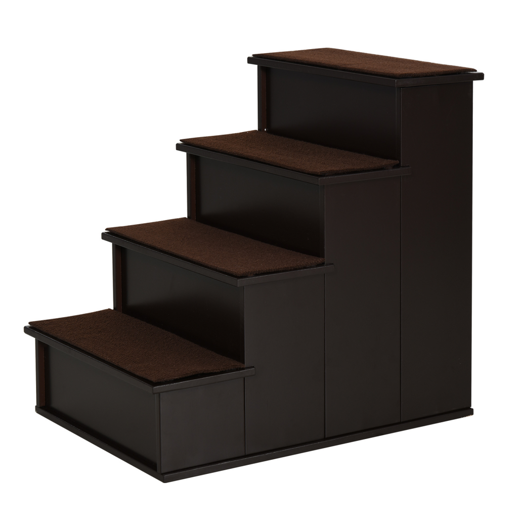 4-Step Wooden Pet Stairs with Plush Cushions