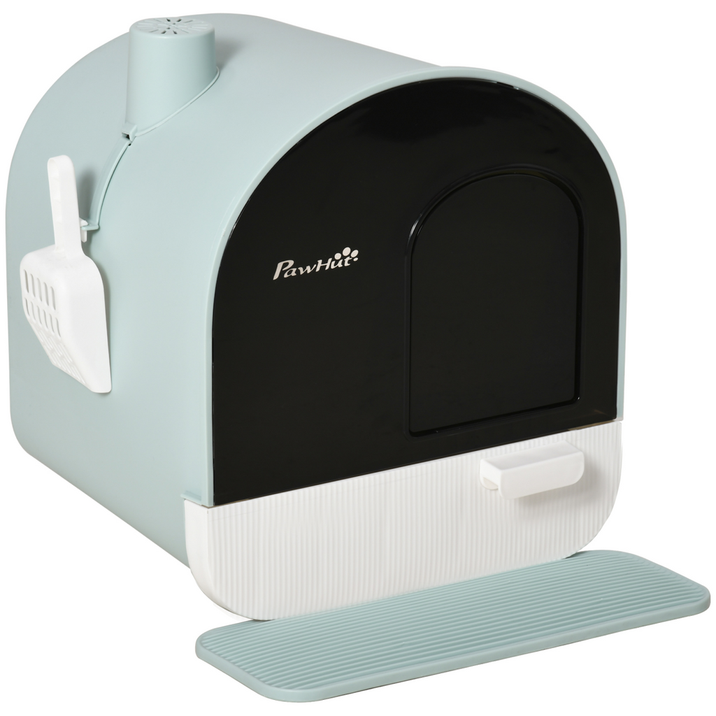 Green Hooded Cat Litter Tray with Scoop & Filter