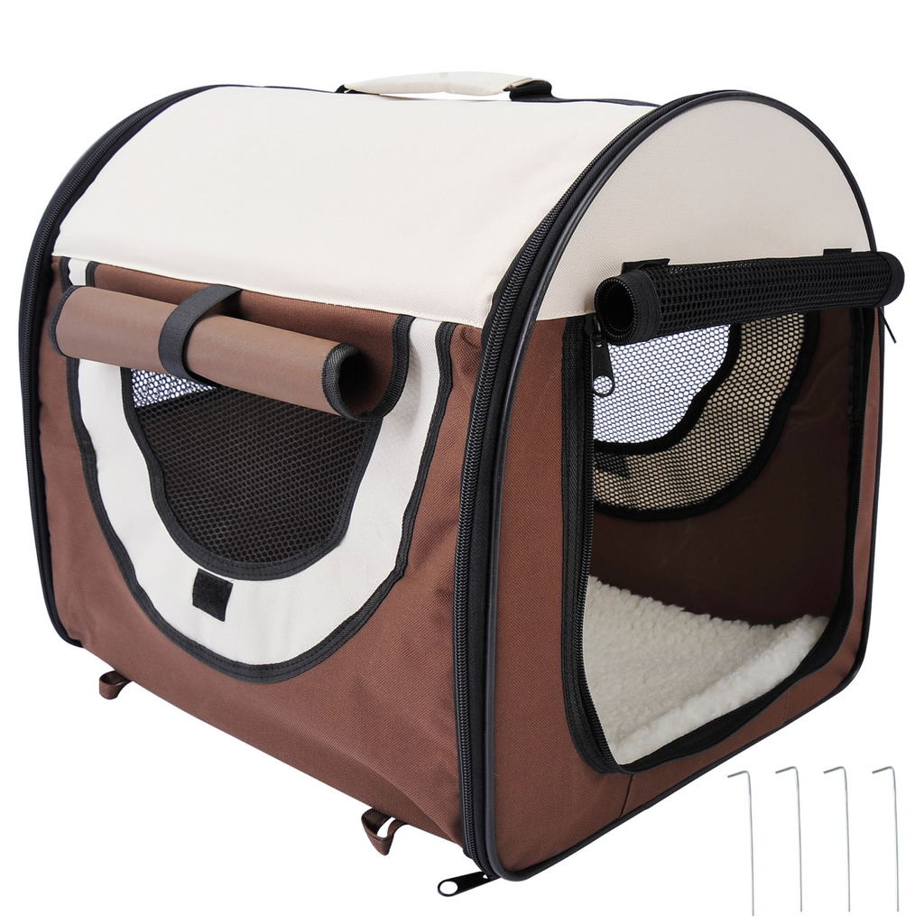 Brown Foldable Soft Pet Crate & Travel Carrier