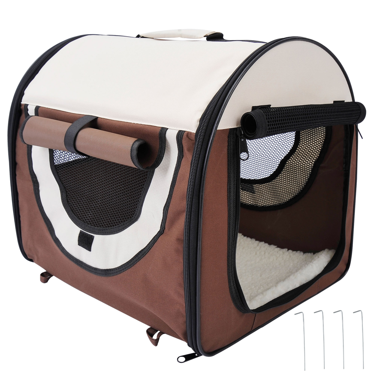 Brown Foldable Soft Pet Crate & Travel Carrier