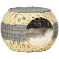 Rattan Raised Cat House with Soft Cushion | Petmelle