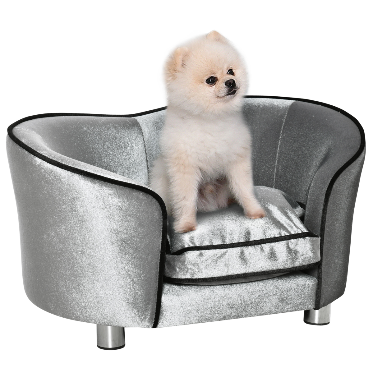 Modern Dog Sofa Bed with Removable Cushion & Storage Pocket